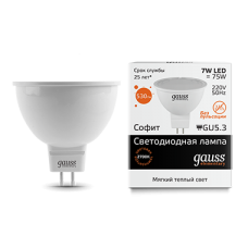 ЛАМПА GAUSS LED ELEMENTARY MR16   GU5.3    7W    2700K  