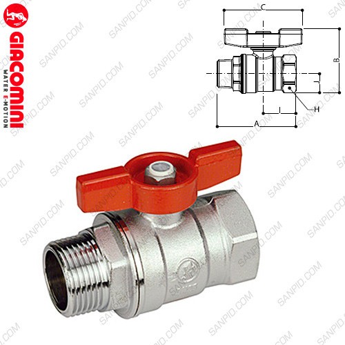 Кран шаровый 1/2 вн/нар бабочка giacomini r254x003 в Минске, цена