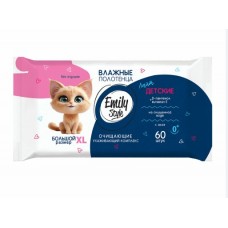 ПОЛОТЕНЦА ВЛАЖНЫЕ EMILY STYLE ЛАЙТ ДЕТСКИЕ БЕЗ ОТДУШКИ 0+ XL 60ШТ