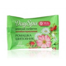 САЛФЕТКИ ВЛАЖНЫЕ DAY SPA АНТИБАКТЕРИАЛЬНЫЕ ШИПОВНИК РОМАШКА 15ШТ