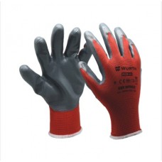 ПЕРЧАТКИ ЗАЩИТНЫЕ ПОКРЫТЫ НИТРИЛОМ Р10 RED NITRILE WUMAX
