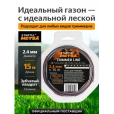 ЛЕСКА ДЛЯ ТРИММЕРА Ф2.4ММх15М ЗУБЧ.КВАДРАТ TRIPLE PRO 6164-24